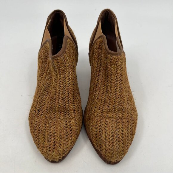 Matt Bernson Brown Woven Raffia Ankle Booties | Size 7 - Picture 5 of 11
